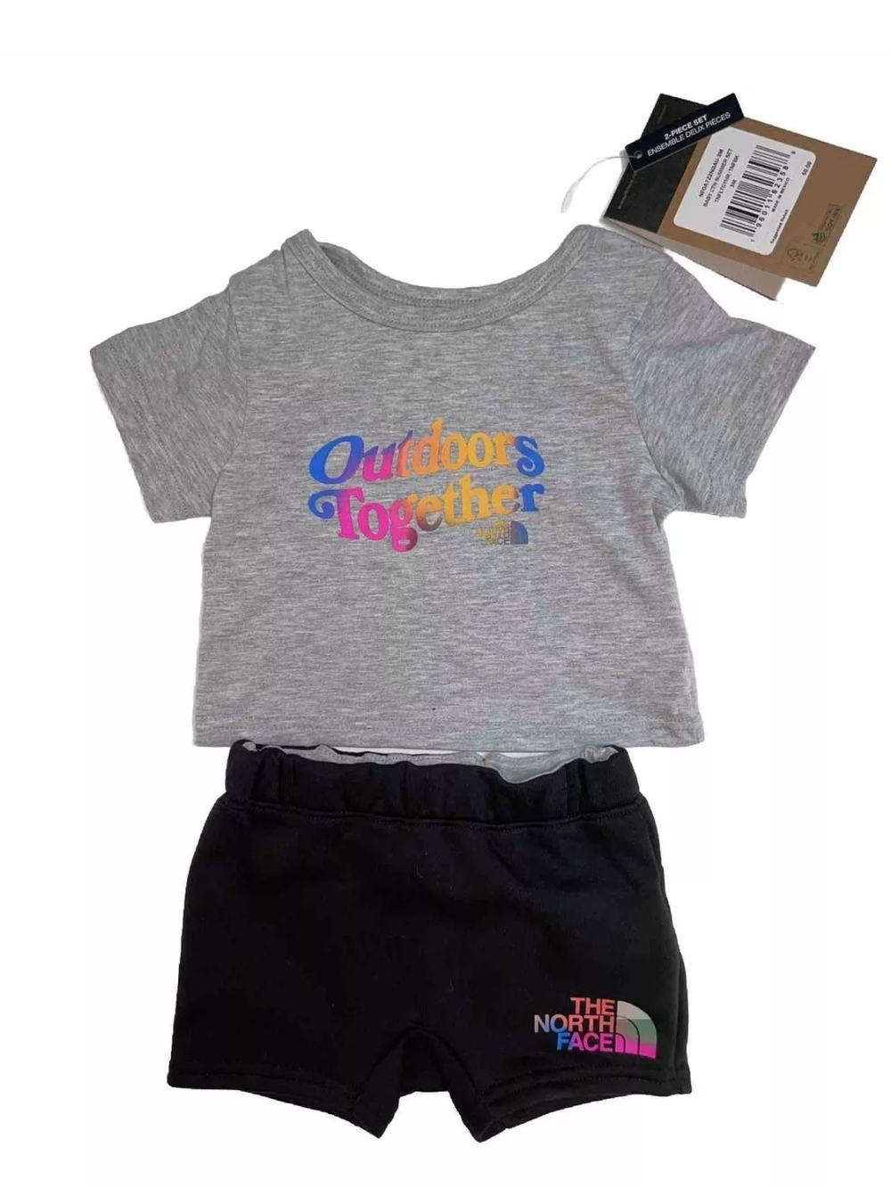 The North Face Grey Tee with Multicolor 'Outdoors Together' Graphic 2pcs